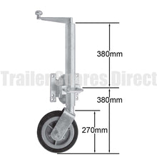 10 inch jockey wheel swing-up u-bolt 1250kg load - Trailer Spares Direct
