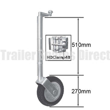 10 inch jockey wheel extended height no clamp 850kg load - Trailer Spares Direct