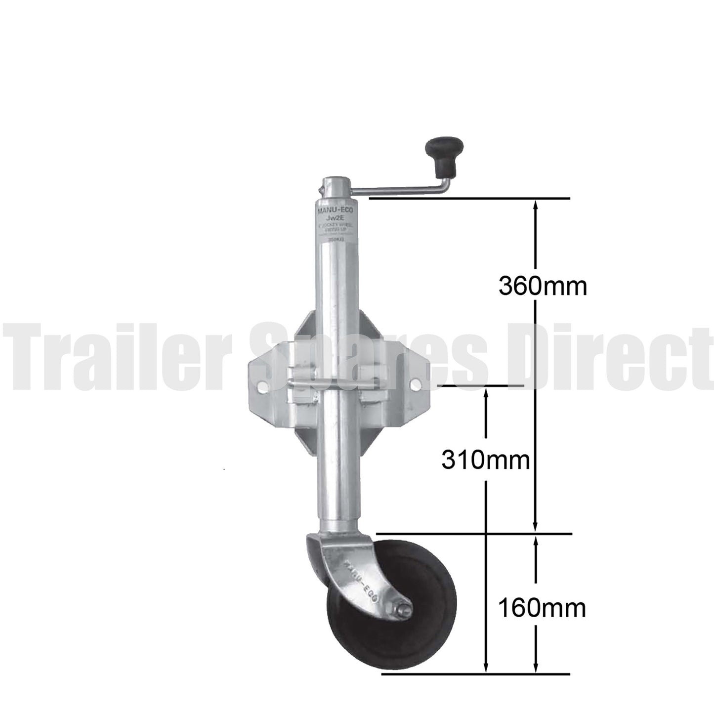6 inch economy jockey wheel - solid rubber wheel with swivel bracket - Trailer Spares Direct