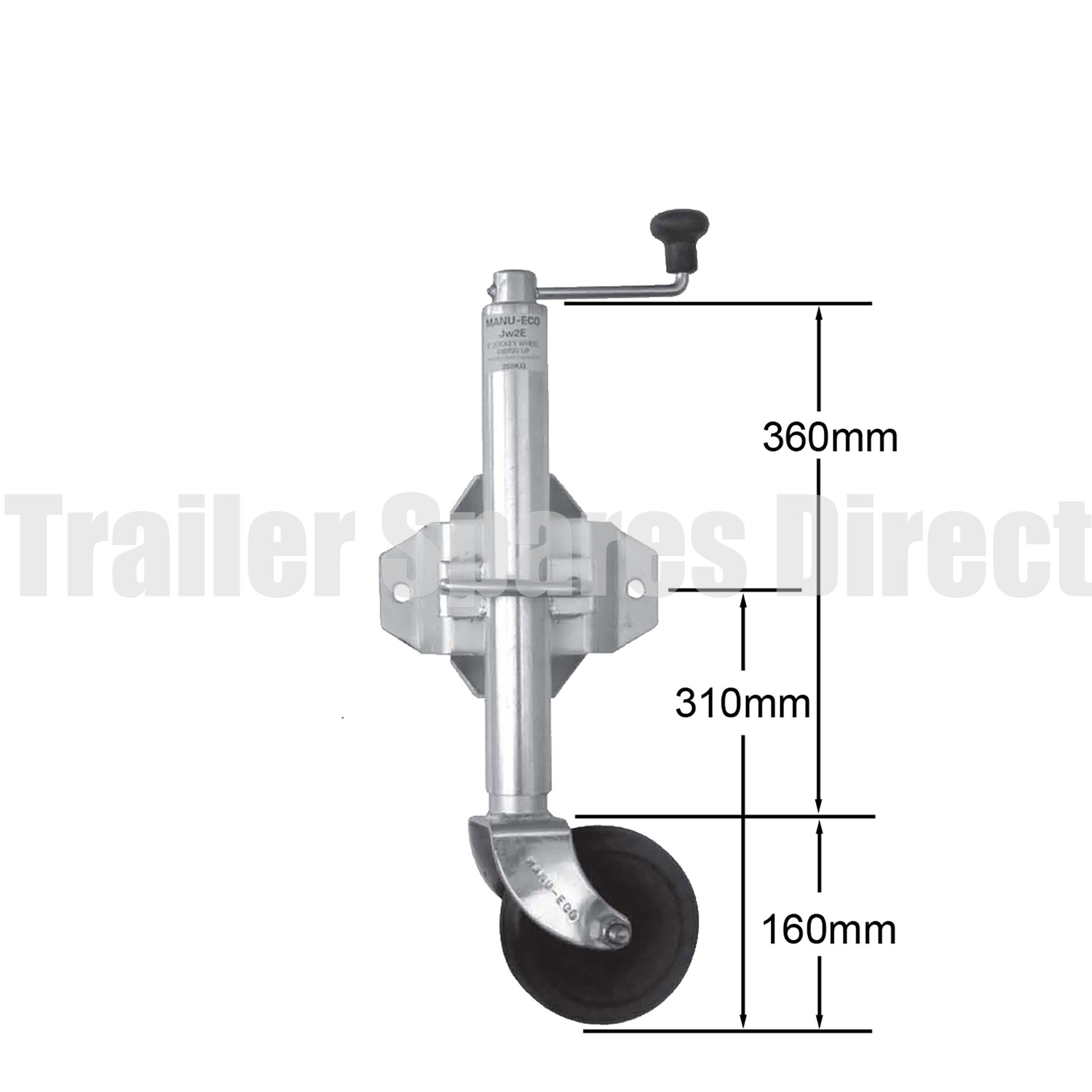 6 inch economy jockey wheel - solid rubber wheel with swivel bracket - Trailer Spares Direct