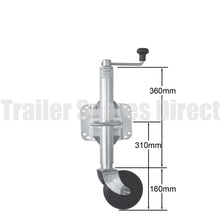 6 inch economy jockey wheel - solid rubber wheel with swivel bracket fixing with u-bolts - Trailer Spares Direct