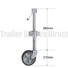 8 inch side winding jockey wheel - rubber tyre extra height with clamp - Trailer Spares Direct