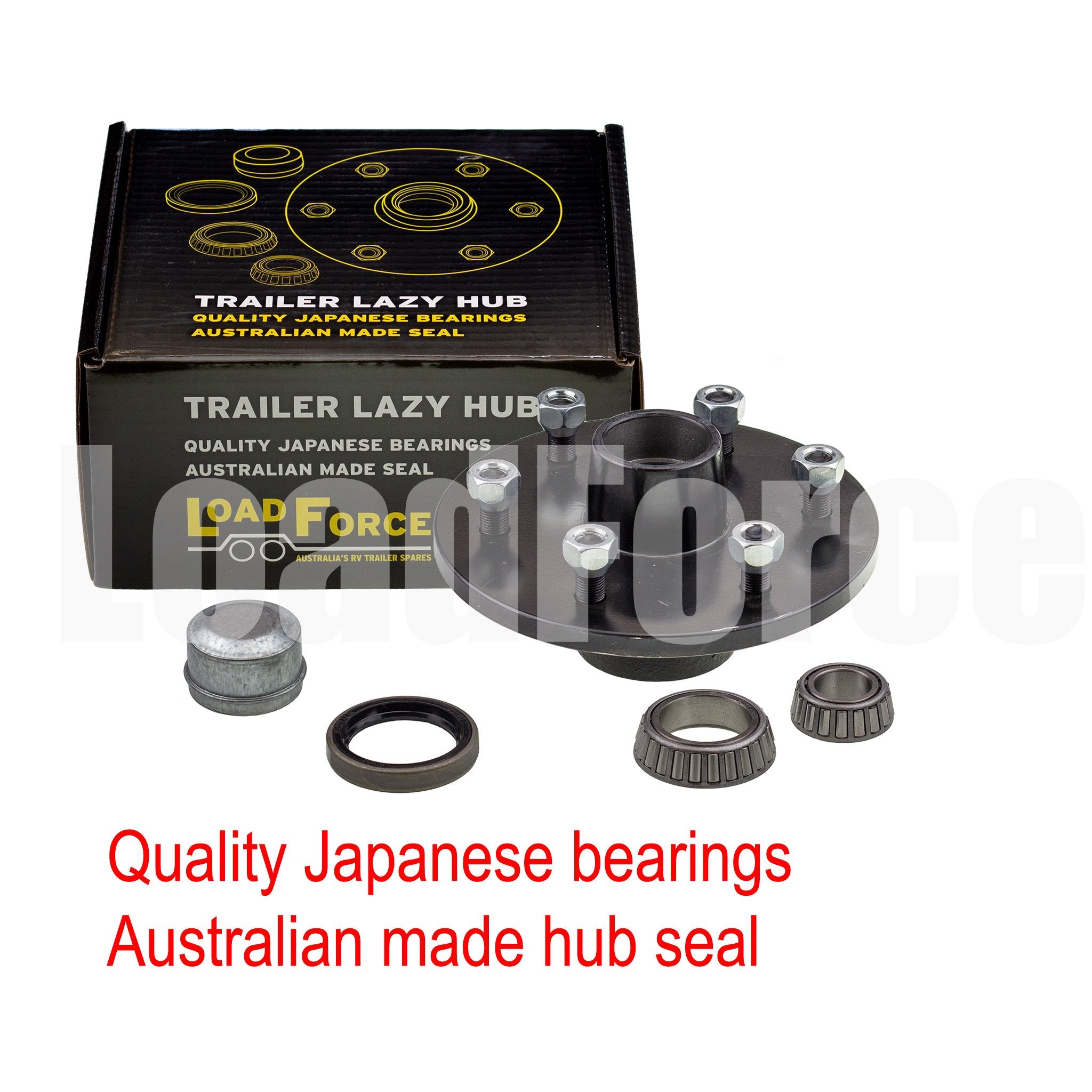 trailer lazy hub assembly 7.5 inch pcd 6 stud slimline bearing 