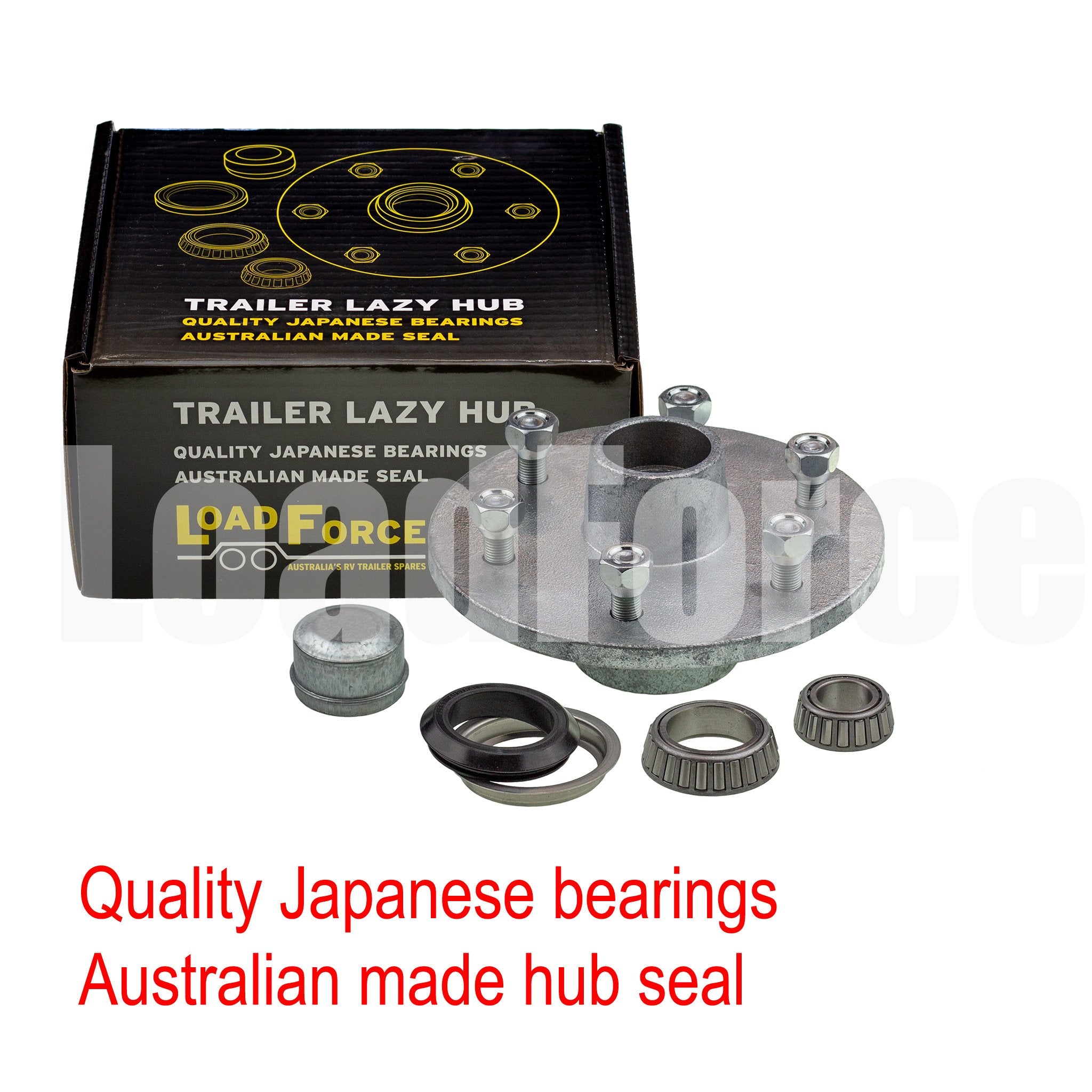 trailer lazy hub galvanised 7.5 inch pcd 6 stud lm bearing 