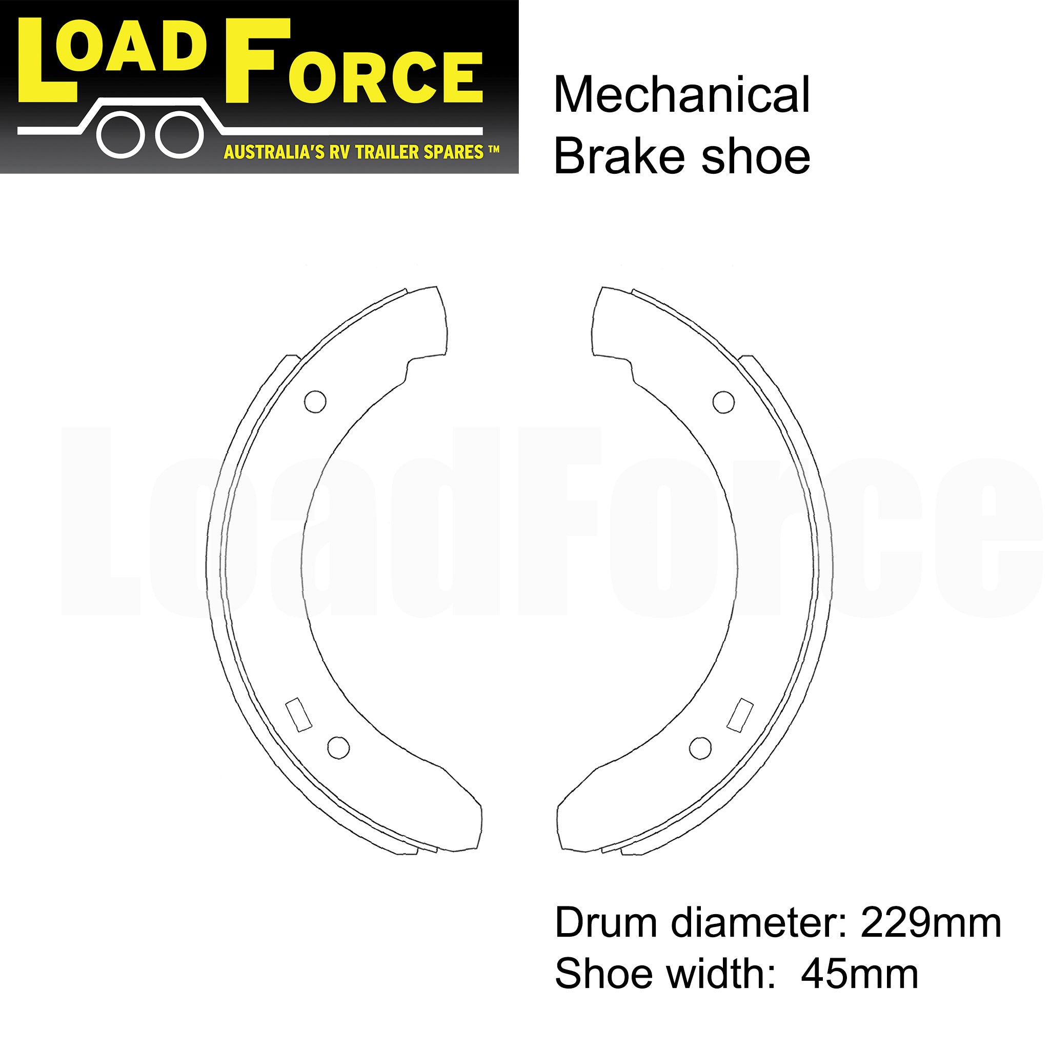 LoadForce 9 x 1.75 inch mechanical drum brake shoe set of 4