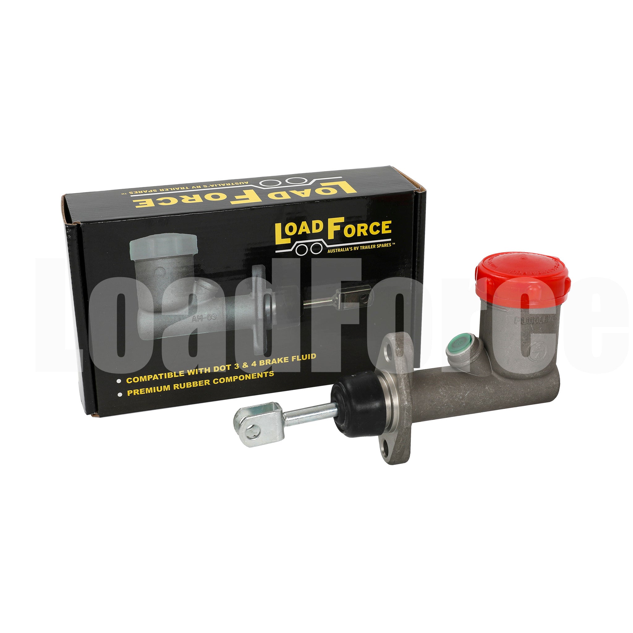 Load force trailer hydraulic brake master cylinder