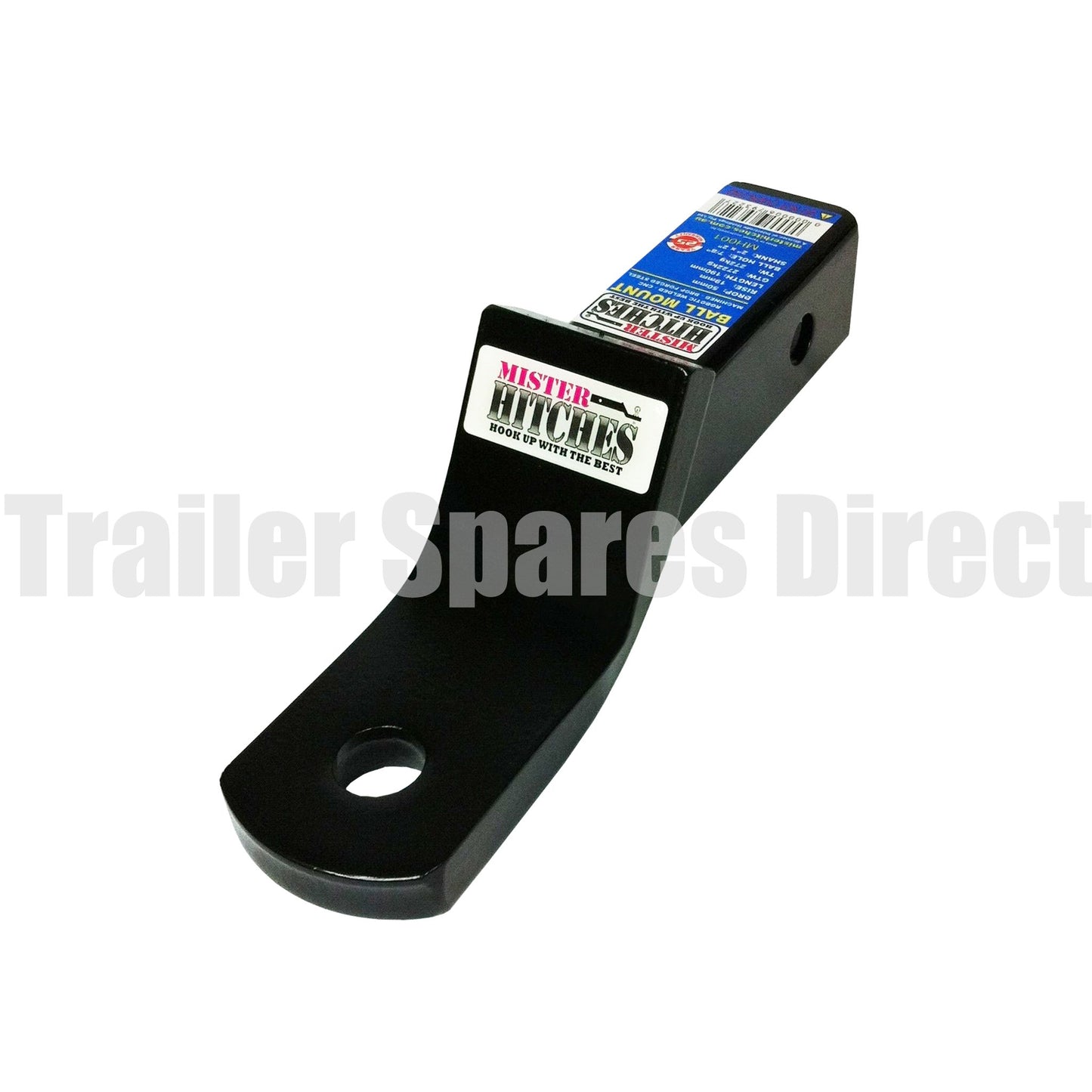 towbar receiver hitch tow ball mount - 190mm long 50mm drop 19mm rise - Trailer Spares Direct