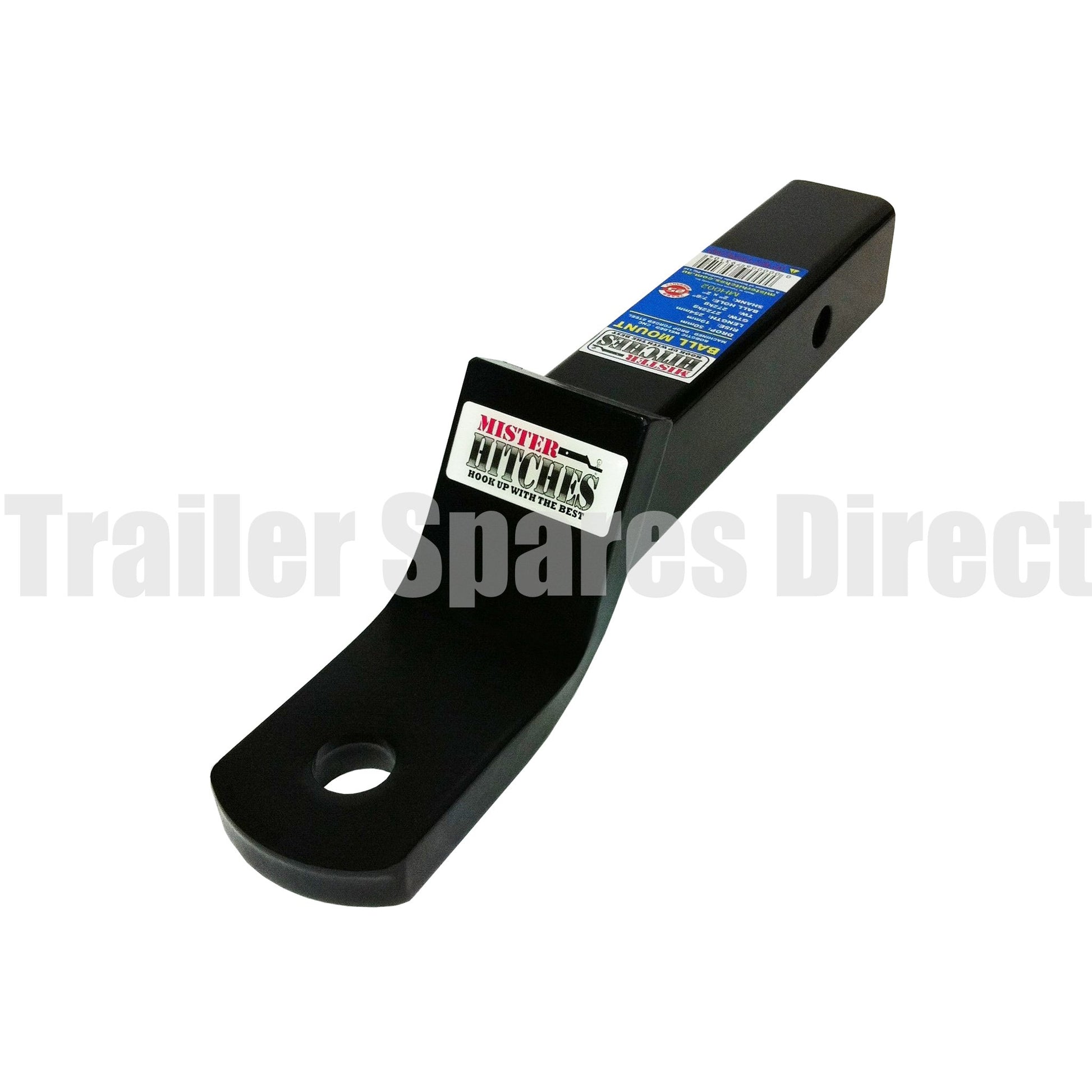 towbar receiver hitch tow ball mount - 254mm long 50mm drop 19mm rise - Trailer Spares Direct