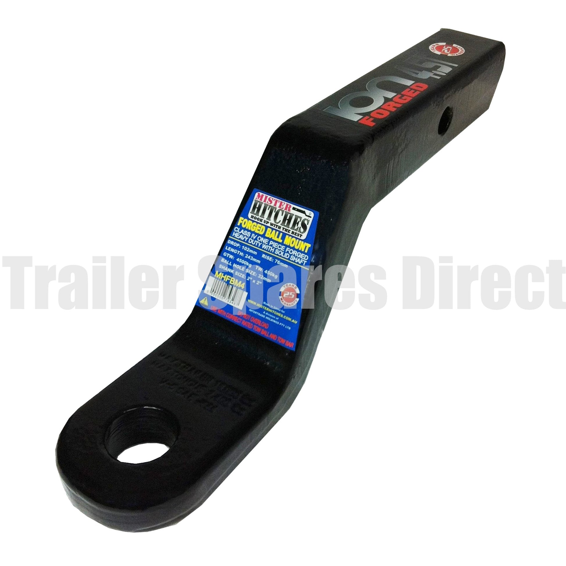 ION forged towbar receiver hitch tow ball mount - 216mm long 102mm drop 76mm rise - Trailer Spares Direct