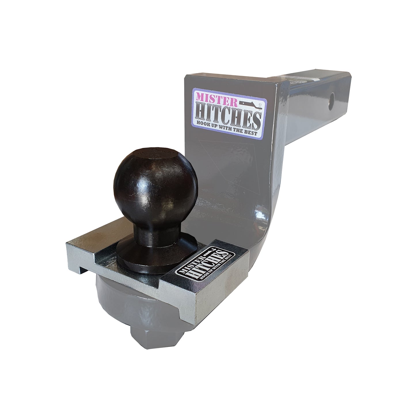 Black Oxide Tow Ball 50mm and Anti Rotation Locking Retention Plate 3500kg - Trailer Spares Direct