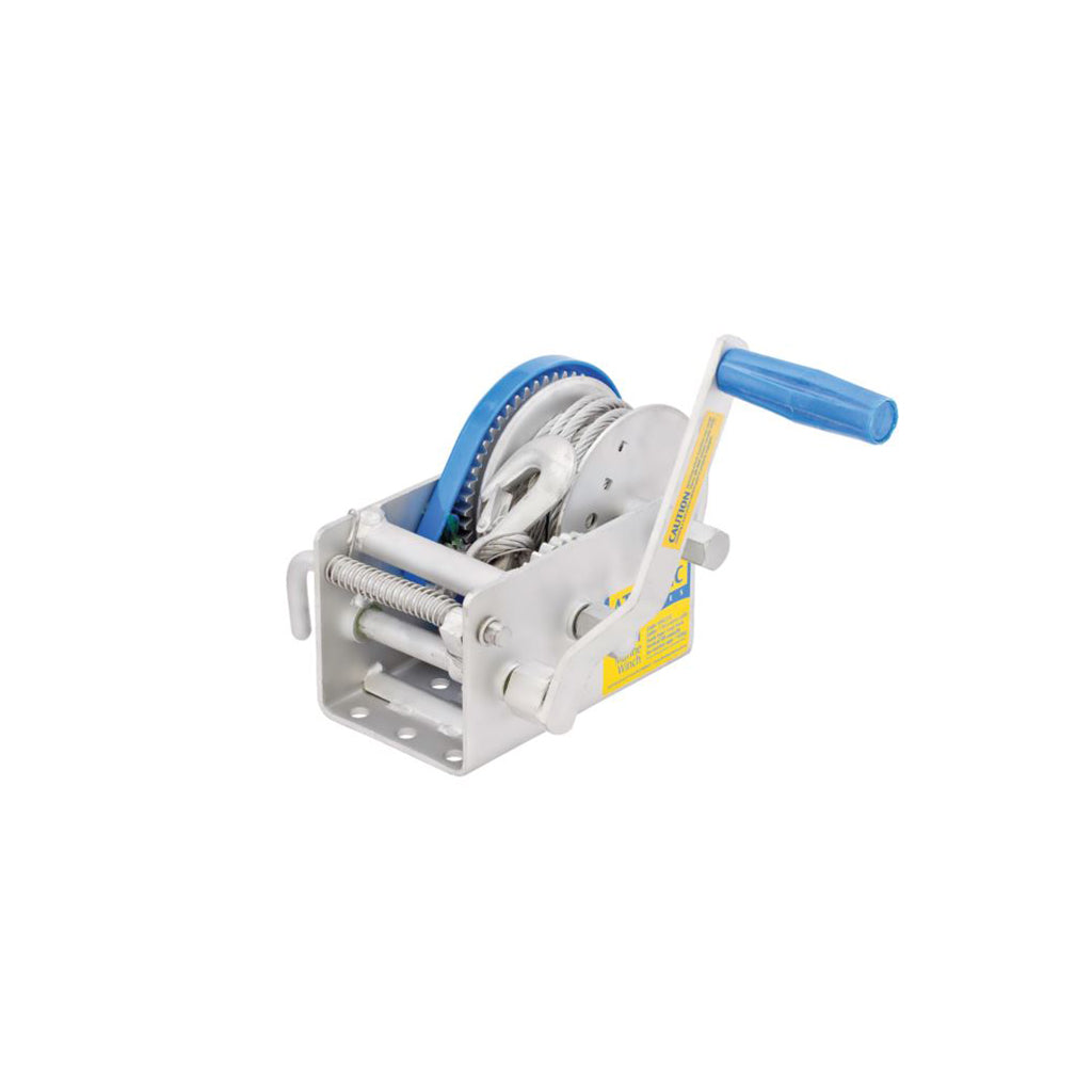 Marine winch 15:1/5:1/1:1 - 7.5m of 7mm cable with snap hook