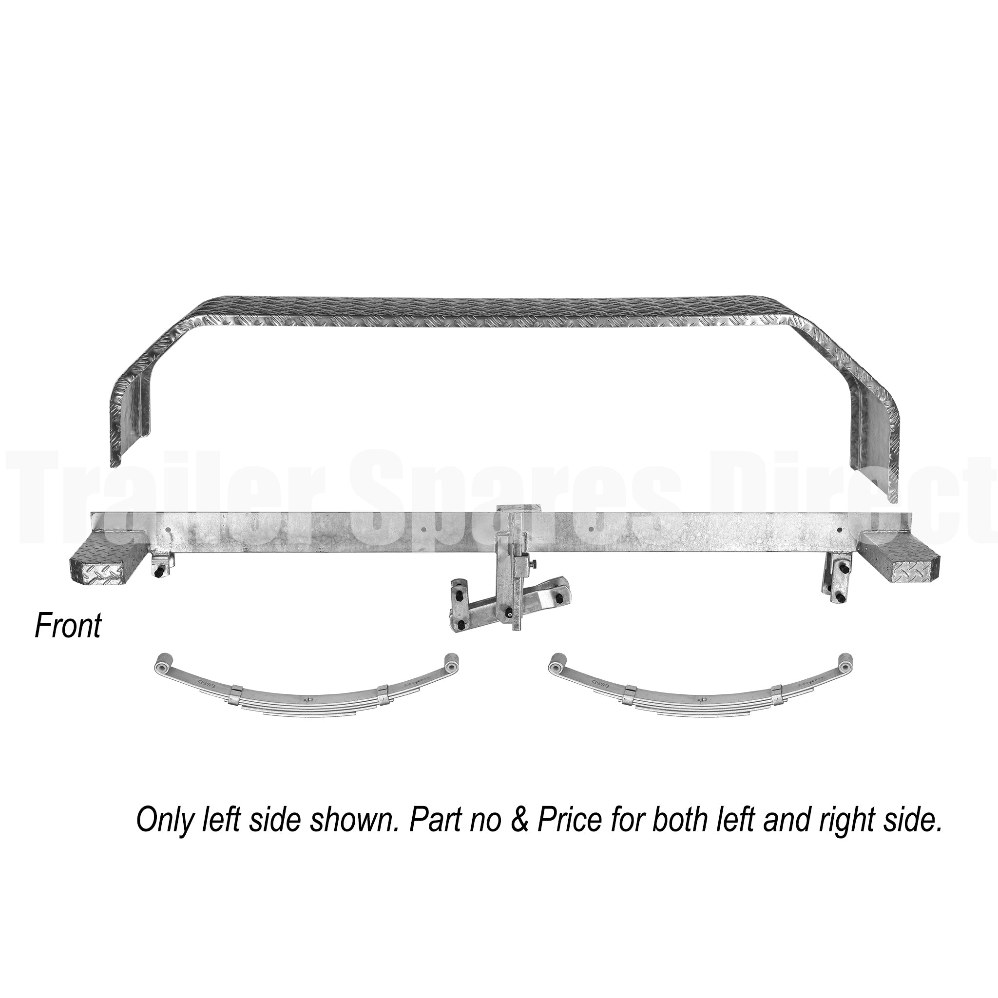 Galvanised suspension beam assembly for a 2600kg rated tandem trailer with 14 inch wheels (pair)