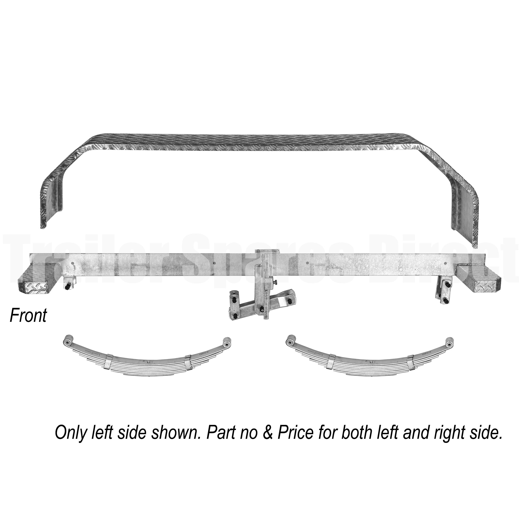 Galvanised suspension beam assembly for a 3800kg rated tandem trailer with 15 inch wheels (pair)