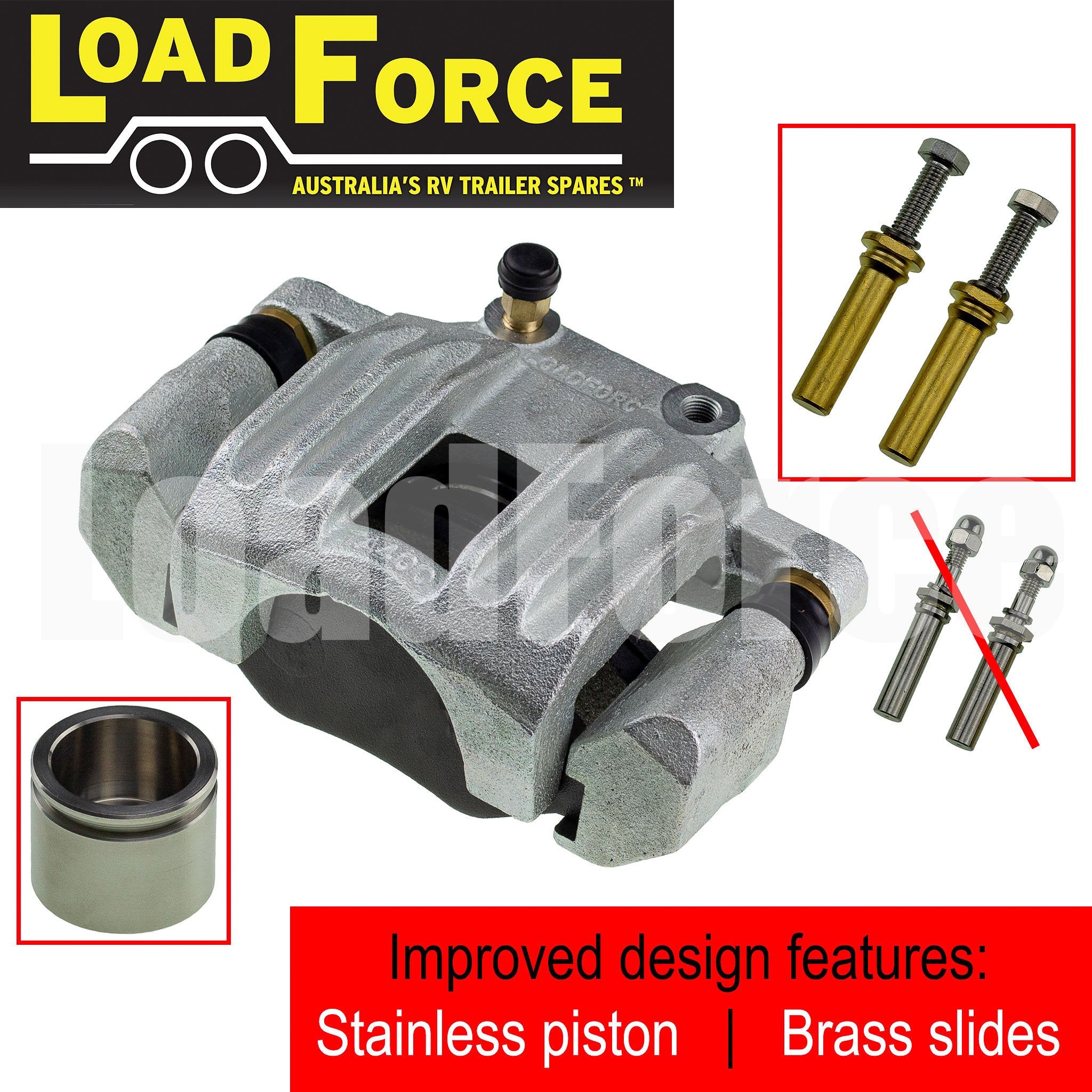 LoadForce TA400 caliper stainless piston brass slides